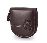 Monedero pata de caballo Sporting de piel, cremallera, 8 x 7,5 x 2 cm. negro, marrón, marrón, Contemporáneo