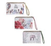 Monedero pequeño, 3 Piezas Monedero Carteras de Lona con Cremallera con Estampado de Elefante Portátil para Llaves, Móvil, Barra de Labios, Tarjeta, Regalo para Mujer y Niños