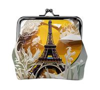 Monedero pequeño con diseño de la Torre Eiffel de París para mujer, con cierre de beso, para monedas, tarjetas, objetos pequeños