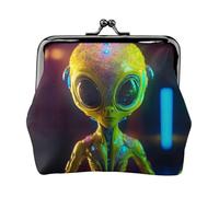 Monedero pequeño con estampado de Alien Planet para mujer, monedero con cierre de beso, monedero para tarjetas de crédito