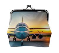 Monedero pequeño con estampado de avión en atardeceres, monedero pequeño para cambio, tarjetero, monedero, monedero pequeño para mujeres y hombres, Negro -, Talla única, Vintage