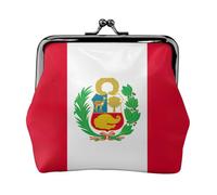 Monedero pequeño con estampado de bandera de Perú para mujer, monedero con cierre de beso, monedero para tarjetas de crédito
