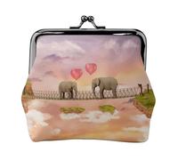 Monedero pequeño con estampado de elefante en un puente, cartera de viaje ligera para excursiones turísticas y compras, Black, Talla única, Bolsa para monedas