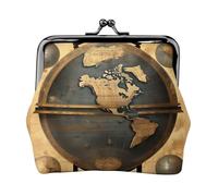 Monedero pequeño con estampado de globo del mundo antiguo, monedero, monedero, monedero, monedero, monedero, monedero, pequeño para mujeres y hombres, Negro -, Talla única, Vintage