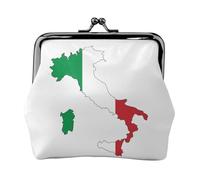 Monedero pequeño con estampado de mapa de bandera italiana, monedero pequeño para mujer, tarjeta de crédito, llave de identificación, Negro -, Talla única, Vintage