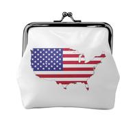 Monedero pequeño con estampado de mapa de la bandera de Estados Unidos, monedero pequeño para mujeres y hombres, negro, talla única, vintage, Black, Talla única, Estilo vintage
