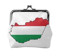 Monedero pequeño con estampado de mapa de la bandera de Hungría, monedero pequeño para mujeres y hombres, negro, talla única, vintage, Black, Talla única, Estilo vintage