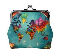 Monedero pequeño con estampado de mapa del mundo, monedero, monedero, monedero, monedero, monedero pequeño para mujeres y hombres, Negro -, Talla única, Vintage