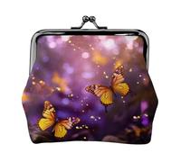 Monedero pequeño con estampado de mariposas violetas y doradas para mujer, monedero para cambio de monedas, cartera para tarjetas de crédito