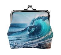 Monedero pequeño con estampado de olas de mar oceánico, monedero pequeño para mujeres y hombres, Negro -, Talla única, Vintage