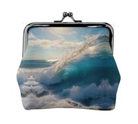 Monedero pequeño con estampado de olas de mar oceánico, monedero pequeño para mujeres y hombres, Negro -, Talla única, Vintage