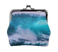 Monedero pequeño con estampado de olas de océano azul, monedero pequeño para mujeres y hombres, Negro -, Talla única, Vintage