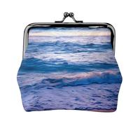 Monedero pequeño con estampado de olas del océano y puesta de sol en la playa, monedero pequeño para mujeres y hombres, Negro -, Talla única, Vintage