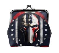 Monedero pequeño con estampado espartano de la bandera de Estados Unidos, monedero pequeño para mujer, para tarjeta de crédito, llave de identificación, Negro -, Talla única, Vintage