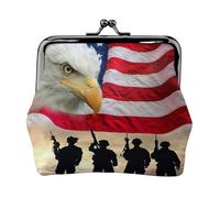 Monedero pequeño con impresión americana del Día de las Fuerzas Armadas, cartera de viaje ligera para excursiones turísticas y compras, Black, Talla única, Bolsa para monedas