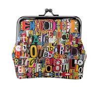 Monedero pequeño con impresión de letras y números, cartera de viaje ligera para excursiones turísticas y compras, Black, Talla única, Bolsa para monedas
