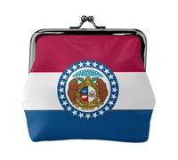 Monedero pequeño con la bandera del estado de Missouri para mujer, monedero rectangular con cierre de beso, tamaño de bolsillo, mini monedero para mujer