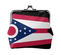 Monedero pequeño con la bandera del estado de Ohio para mujer, monedero rectangular con cierre de beso, tamaño de bolsillo, mini monedero para mujer