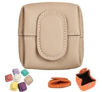 Monedero pequeño con patrón de Lyche, cartera pequeña de cuero de grano superior para mujer, casual, color sólido con hebilla de llave, albaricoque, mini, No