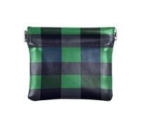 Monedero pequeño de cuero a cuadros azul marino y verde para mujer, organizador de llaves para mujer y niña, Buffalo Plaid Check Navy, 4.33"(L) x 3.74"(W) x 0.39"(H), Classic