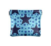 Monedero pequeño de cuero azul oscuro con diseño de estrellas y lunares azules para hombres y mujeres, mini monederos de viaje para monedas, azul oscuro (Dark Blue Stars Dot Blue), 1 size
