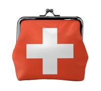 Monedero pequeño de cuero con diseño de bandera nacional suiza para mujer