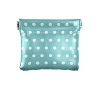 Monedero pequeño de cuero con lunares blancos y verde azulado para mujer, monedero pequeño para mujer, cartera pequeña, Lunares blancos y verde azulado, 4.33x3.74In, Lunares blancos y verde azulado
