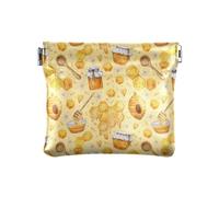 Monedero pequeño de cuero impermeable para mujeres, niños y niñas, acuarela, miel y abeja, feliz y buena suerte, panal, Acuarela miel y abeja feliz buena suerte panal, 1 size, Moderno / Equipada