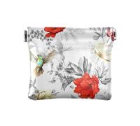 Monedero pequeño de cuero para mujer, con cierre impermeable, tarjetero para hombres y mujeres, viajes, amapola, flor silvestre, ruiseñor, pájaro, multicolor, talla única, moderno/ajustado,