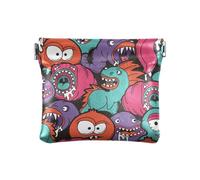 Monedero pequeño de cuero para mujer, diseño de monstruos de dibujos animados, colorido, para mujeres y niñas, mini tarjetero portátil, Cartoon Monsters Urban Colorful, 1 Size, Accesorio de viaje