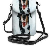 Monedero pequeño de cuero Pu para teléfono móvil, bonitos gatos sentados, suéter a cuadros acogedor, bolsos cruzados, billetera de viaje