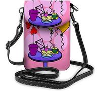 Monedero pequeño de cuero Pu para teléfono móvil, bonitos gatos sentados, suéter a cuadros acogedor, bolsos cruzados, billetera de viaje