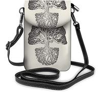 Monedero pequeño de cuero Pu para teléfono móvil, bonitos gatos sentados, suéter a cuadros acogedor, bolsos cruzados, billetera de viaje