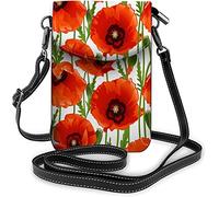 Monedero pequeño de cuero Pu para teléfono móvil pájaro naranja plantas silvestres rama flor hoja arte bolsos cruzados billetera de viaje