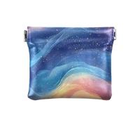 Monedero pequeño de cuero rosa, verde azulado, morado, brillante, práctico cierre para tarjetas, para niñas y mujeres, Beauty Pink Royal Blue Rainbow, 1 size, Moderno