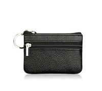 Monedero pequeño de piel auténtica multicolor con capa superior ligera de piel de vacuno con cremallera, monedero de color sólido, bolsa de dinero suelta, Negro 2, Talla única