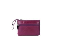 Monedero pequeño de piel auténtica multicolor con capa superior ligera de piel de vacuno con cremallera, monedero de color sólido, bolsa de dinero suelta, Morado 2, Talla única