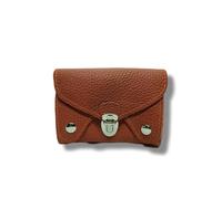 Monedero pequeño de piel auténtica para mujer con 4 compartimentos para tarjetas de débito, monedas, billetes, brick, 10.5 x8 cm x3cm, Bolso compacto