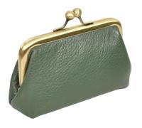 Monedero pequeño de piel auténtica para mujer con cierre de beso HOL2205 | Mini cartera compacta, varios colores, marco dorado antiguo, bolsillo interior deslizante, cierre de cierre de beso