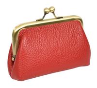 Monedero pequeño de piel auténtica para mujer con cierre de beso HOL2205 | Mini cartera compacta, varios colores, marco dorado antiguo, bolsillo interior deslizante, cierre de cierre de beso