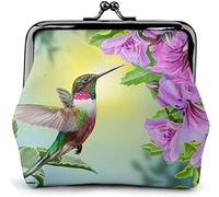 Monedero pequeño de piel con diseño de colibrí y flor, con cierre de beso, cierre de hebilla, para mujeres y niñas, Como se muestra en la imagen, Talla única, Organizador de bolsas