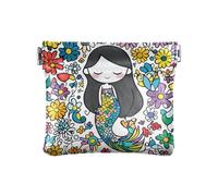 Monedero pequeño de piel con diseño de Tarot de ángel para niñas, mujeres y mujeres, Array de flores de sirena, 1 size, Moderno