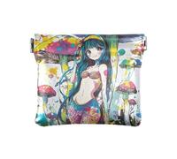 Monedero pequeño de piel con diseño de Tarot de ángel para niñas, mujeres y mujeres, Fantasy Girl - Setas de colores, 1 size, Moderno