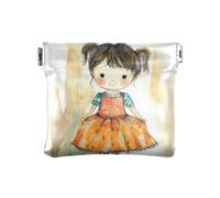 Monedero pequeño de piel con diseño de Tarot de ángel para niñas, mujeres y mujeres, Vestido naranja para niña con cola de cerdo, 1 size, Moderno