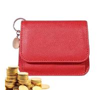 Monedero pequeño de piel sintética, bolso de monedas portátil hecho a mano para tarjetas de crédito, billetes plegados, rojo vino, Refer to description, Unisex