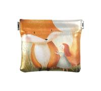 Monedero pequeño de piel sintética con diseño de gato y mariposas, bolso portátil para cosméticos para mujeres y niñas, Fox Sweet Little Girl, 1 size, Moderno