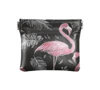 Monedero pequeño de piel sintética con diseño de hoja de flamenco, organizador de dinero para niñas y mujeres, bolso de mano elegante, tamaño único, moderno, Flamingo Leaf Chic, Talla única, moderno