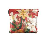 Monedero pequeño de piel sintética con diseño de mariposas y flores, impermeable, mini monedero para niñas y mujeres, Florals Lily Orchid Canna Red, 1 size, Moderno