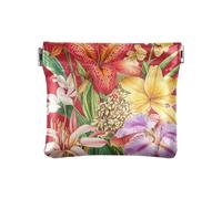 Monedero pequeño de piel sintética con diseño de mariposas y flores, impermeable, mini monedero para niñas y mujeres, Florals Lily Red, 1 size, Moderno