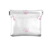 Monedero pequeño de piel sintética con diseño de pata de gato de melocotón y dibujos animados, organizador de tarjetas para mujer, Linda pata de gato de melocotón, 1 size